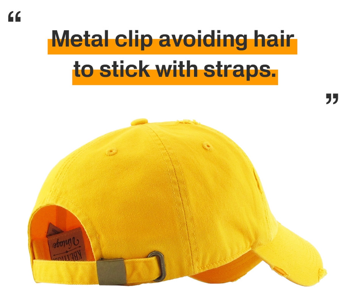 Gold Distressed Vintage Baseball Cap Back Side View